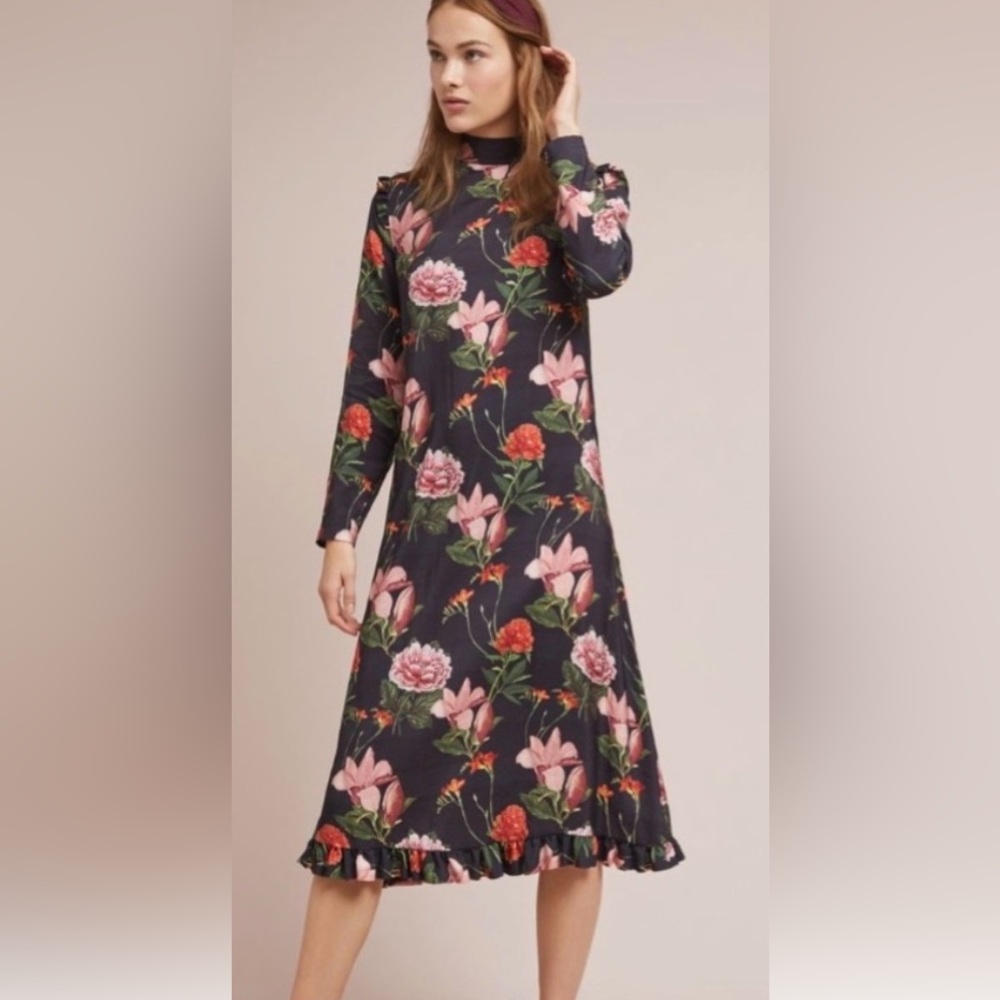Anthropologie Rosaleen Floral Long Sleeve Maxi Dress S
